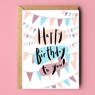 Happy Birthday Garlands Recycled Card