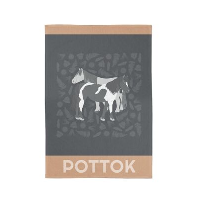 Kontatu Pottok charcoal tea towel 50x70 cm