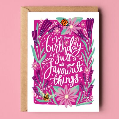 Carte recyclée anniversaire des choses préférées