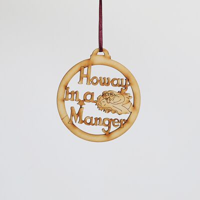 Howay in a Manger wooden Christmas decoration