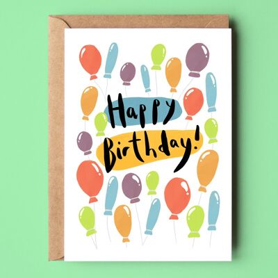 Carte recyclée de ballons de joyeux anniversaire