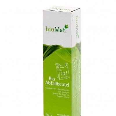 10 Lt. Bolsa de residuos orgánicos BIOMAT® con asa en embalaje