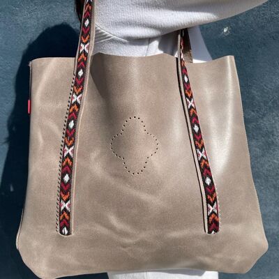 Taupe TENERE Leather Tote Bag