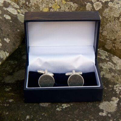 Silver plated natural slate cufflinks
