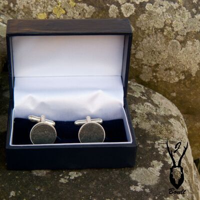 Silver plated natural slate cufflinks