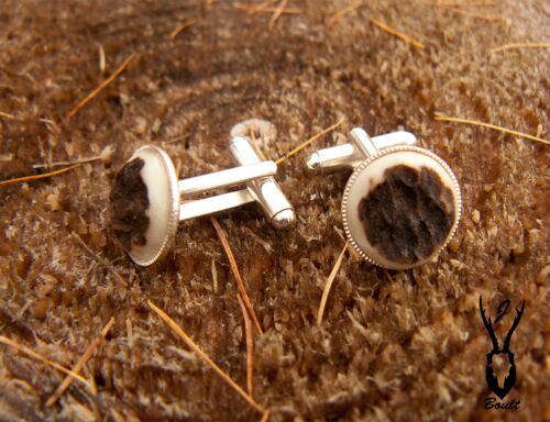 Silver plated upcycled antler cufflinks