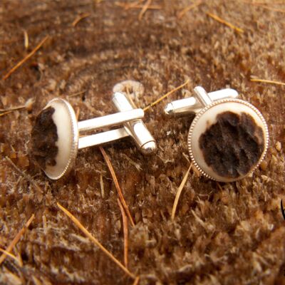 Silver plated upcycled antler cufflinks