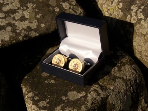 Silver plated upcycled shotgun cartridge cufflinks