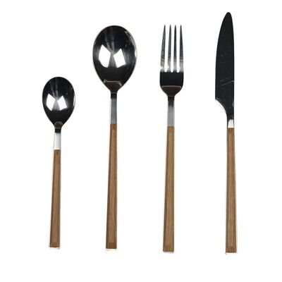 WOODEN HANDLE 24 ROOM KITCHENWARE, SERVICE FOR 6