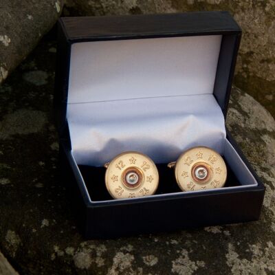 Gold plated upcycled shotgun cartridge cufflinks