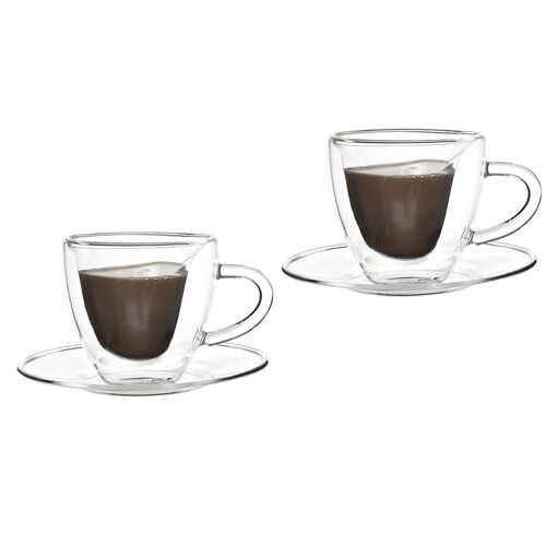 Set 2 tasses a cafe double paroi cafe en coeur 150ml