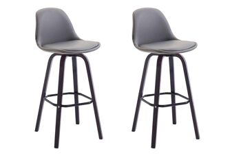 Gizzeria Lot de 2 Tabourets de Bar Similicuir Gris 8x44cm 3