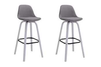 Panni Lot de 2 Tabourets de Bar Tissu Gris 8x44cm 1