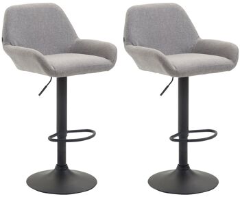 Collevico Lot de 2 Tabourets de Bar Tissu Gris 7x52cm 2