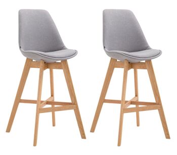 Caliato Lot de 2 Tabourets de Bar Tissu Gris 6x56cm 1