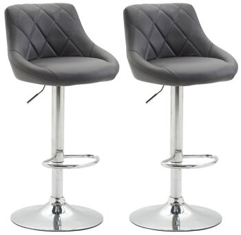 Mozza Lot de 2 Tabourets de Bar Similicuir Gris 7x49cm 2