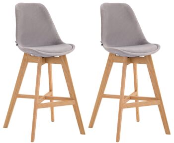 Gonzaga Lot de 2 Tabourets de Bar Velours Gris 6x56cm 1