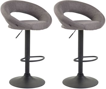 Ficarra Lot de 2 Tabourets de Bar Tissu Gris 6x47cm 1