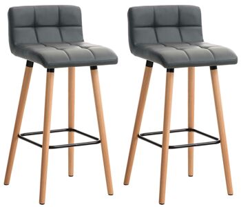 Torgiano Lot de 2 Tabourets de Bar Simili Cuir Gris 6x49cm 1