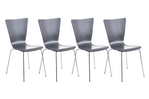 Cortona Set van 4 Bezoekersstoelen Hout Grijs 16x50cm