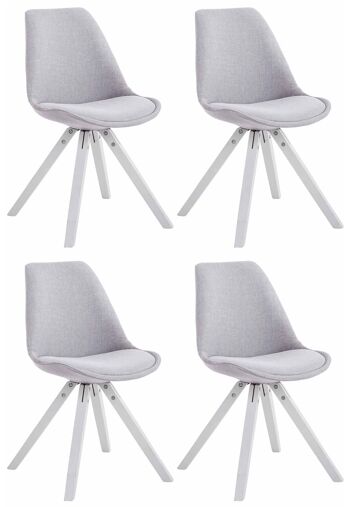 Pigno Lot de 4 Chaises visiteurs Tissu Gris 6x56cm 1