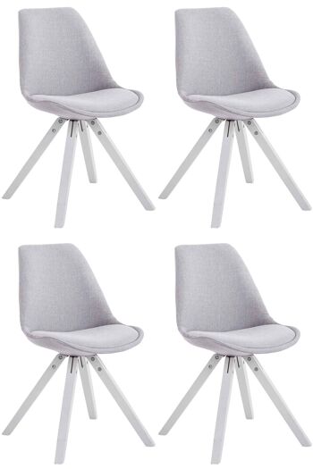 Rovereto Lot de 4 Chaises visiteurs Tissu Gris 6x56cm 1