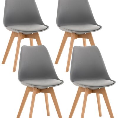 Molteno Set van 4 Eetkamerstoelen Kunstleer Grijs 4x50cm