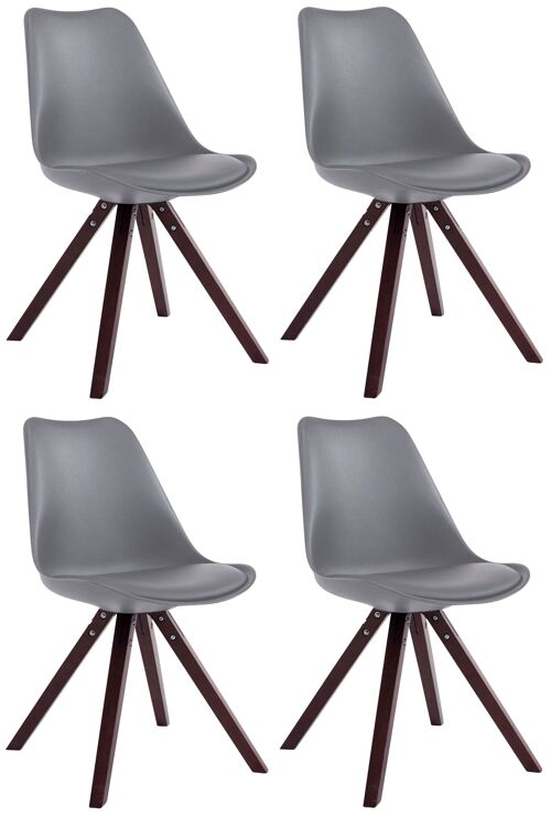 Pisogne Set van 4 Eetkamerstoelen Kunstleer Grijs 6x55.5cm