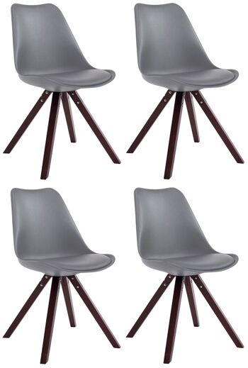 Pisogne Lot de 4 Chaises de Salle à Manger Similicuir Gris 6x55,5cm 1