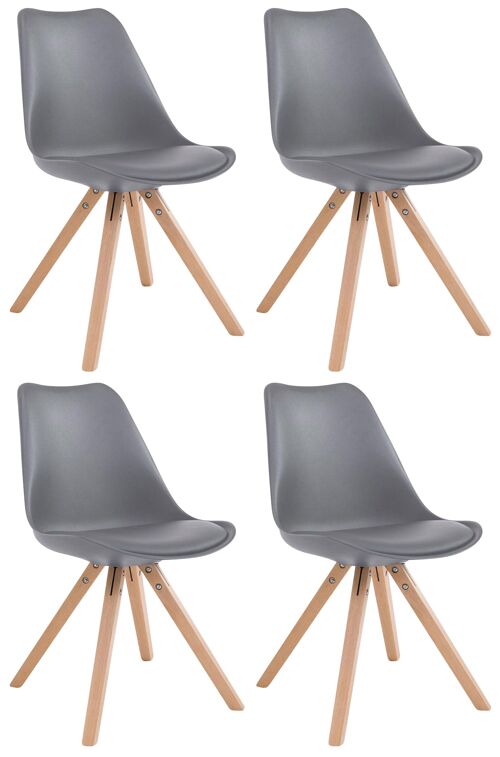 Riscone Set van 4 Eetkamerstoelen Kunstleer Grijs 6x55.5cm