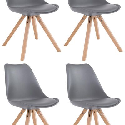 Riscone Set van 4 Eetkamerstoelen Kunstleer Grijs 6x55.5cm