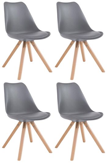 Riscone Lot de 4 Chaises de Salle à Manger Cuir Artificiel Gris 6x55.5cm