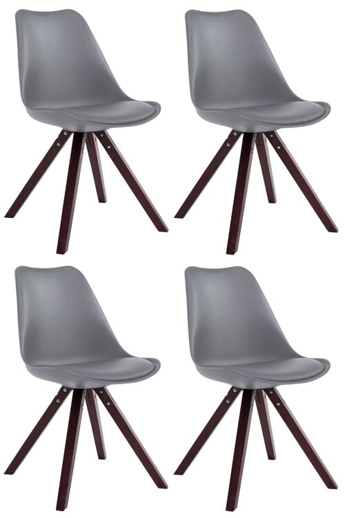 Vitulazio Set van 4 Eetkamerstoelen Kunstleer Grijs 6x55.5cm