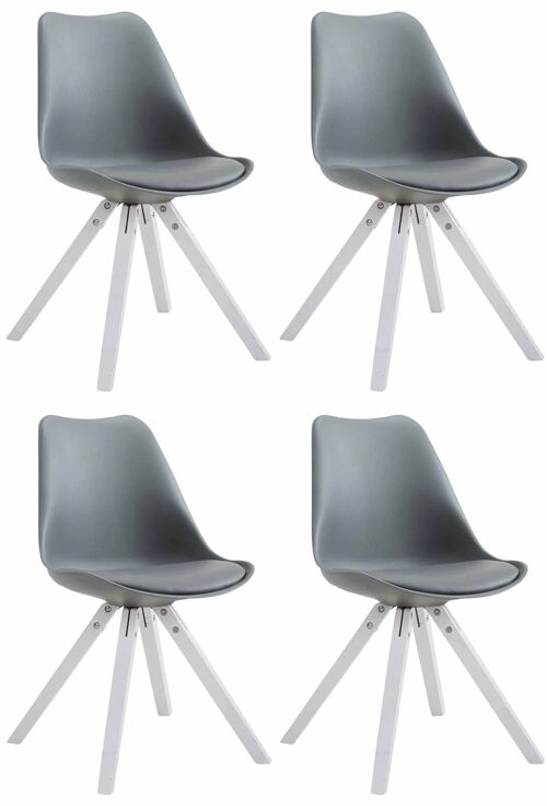 Revotano Set van 4 Eetkamerstoelen Kunstleer Grijs 6x55.5cm