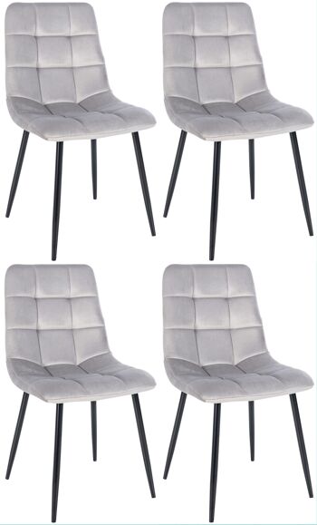 Gloriani Lot de 4 Chaises de Salle à Manger Velours Gris 5x55cm 1