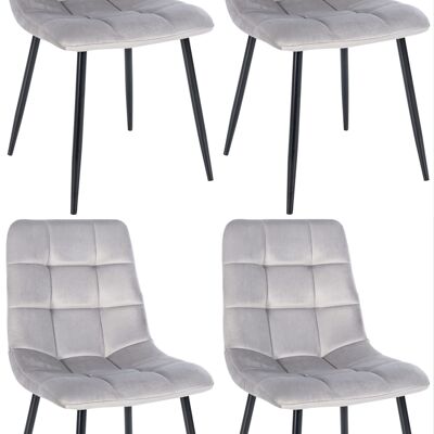 Gloriani Set van 4 Eetkamerstoelen Fluweel Grijs 5x55cm