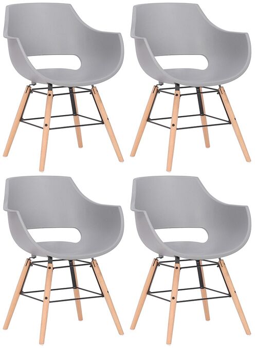 Dattilo Set van 4 Eetkamerstoelen Plastic Grijs 6x58cm