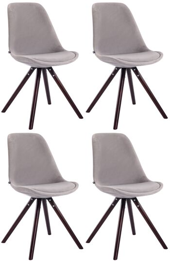 Fiamma Lot de 4 Chaises de Salle à Manger Velours Gris 6x56cm 1