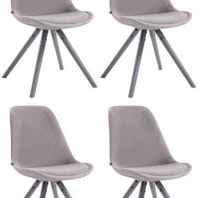 Caristia Set van 4 Eetkamerstoelen Fluweel Grijs 6x56cm