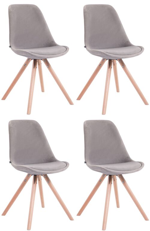 Criscio Set van 4 Eetkamerstoelen Fluweel Grijs 6x56cm