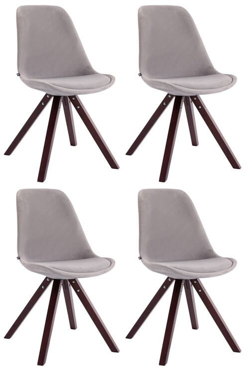 Silius Set van 4 Eetkamerstoelen Fluweel Grijs 6x56cm