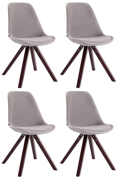 Burolo Set van 4 Eetkamerstoelen Fluweel Grijs 6x56cm