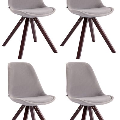 Burolo Set van 4 Eetkamerstoelen Fluweel Grijs 6x56cm