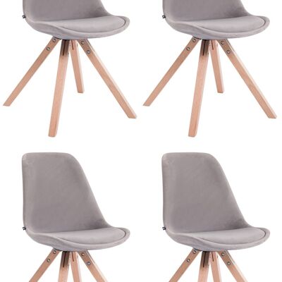 Quistello Set van 4 Eetkamerstoelen Fluweel Grijs 6x56cm