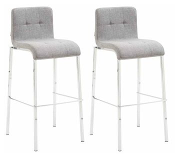 Ripattone Lot de 2 Tabourets de Bar Tissu Gris 7x45cm 4