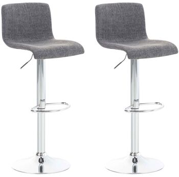 Corva Lot de 2 Tabourets de Bar Tissu Gris 7x36cm 8