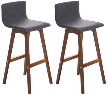 Raimella Lot de 2 Tabourets de Bar Tissu Gris 6x40cm 1