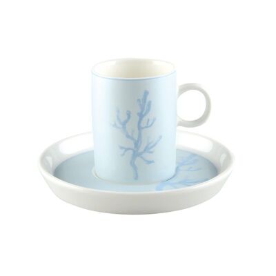 SET OF 6 CORAL BLUE COFFEE CUPS