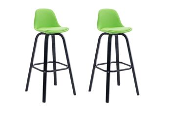 Cambareri Lot de 2 Tabourets de Bar Simili Cuir Vert 8x44cm 1