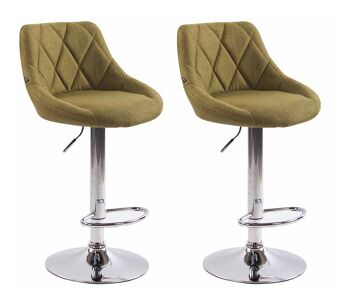 Chiuppano Lot de 2 Tabourets de Bar Tissu Vert 7x49cm 1